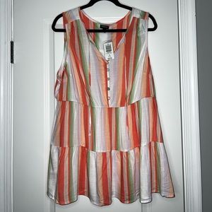 Torrid Stripe Tiered Tank NWT, 1X (14-16), Multi Color